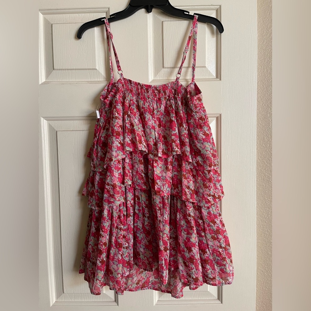 FP One Pink Floral Ruffle Top Large - Picture 5 of 7
